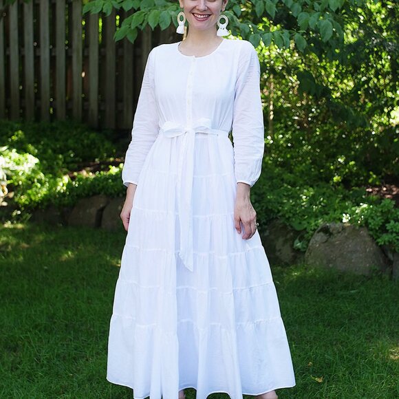 J Crew White Belted button-up maxi dress - Picture 2 of 2